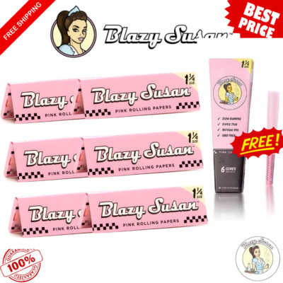 Blazy Susan Pink 1 1/4 Rolling Papers  6pk | Vegan & Slow-Burning, 50 Leaves