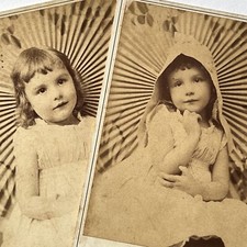 Antique Cabinet Card Photograph Adorable Little Girl Parasol Philadelphia PA