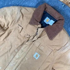 Vintage Carhartt C0186 Jacket Mens 46 Brown Duck Cloth Workwear Embroidered
