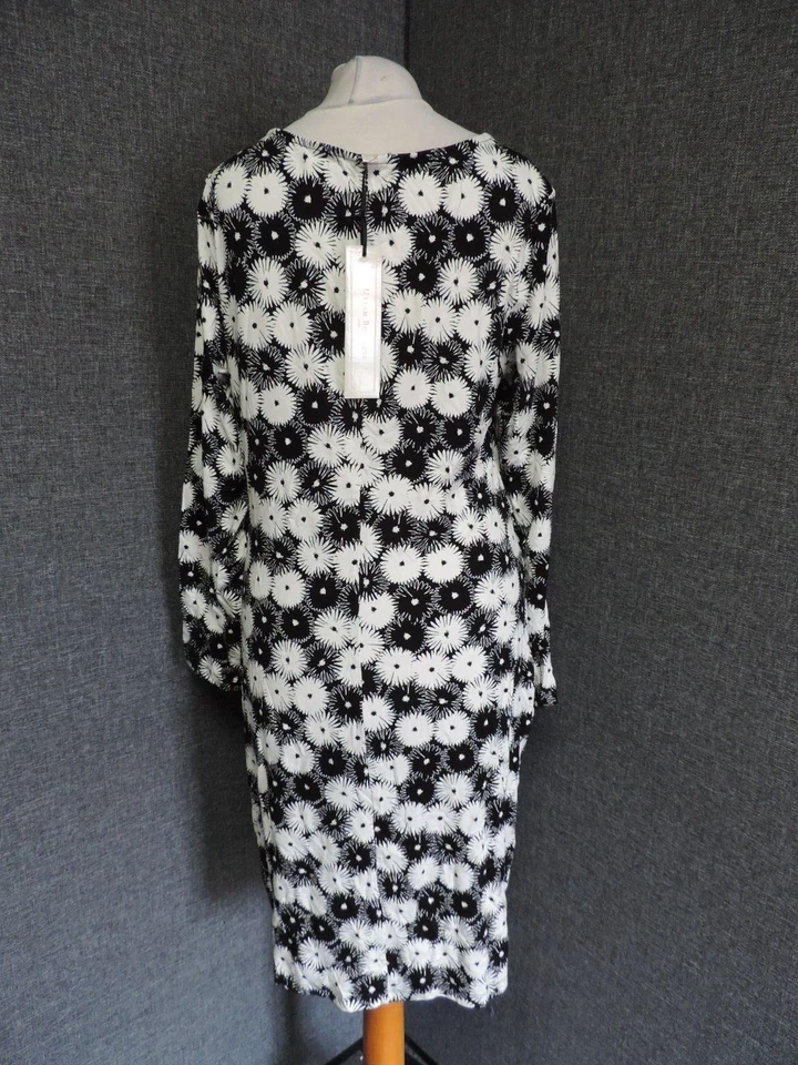 Uttam Boutique Kleid Blumenmuster schwarz/weiß UK 14 LN026 GG 01 - Bild 2 von 4