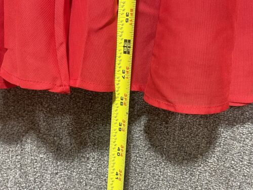 Afibi Skirt Women's Chiffon Lined Pleated Long Maxi Skirt Elastic Waist Red - Picture 3 of 8