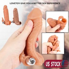 For Male Waterproof Vibrating Cock Penis Sleeve Ring Enhancer Sex Toy For Couple