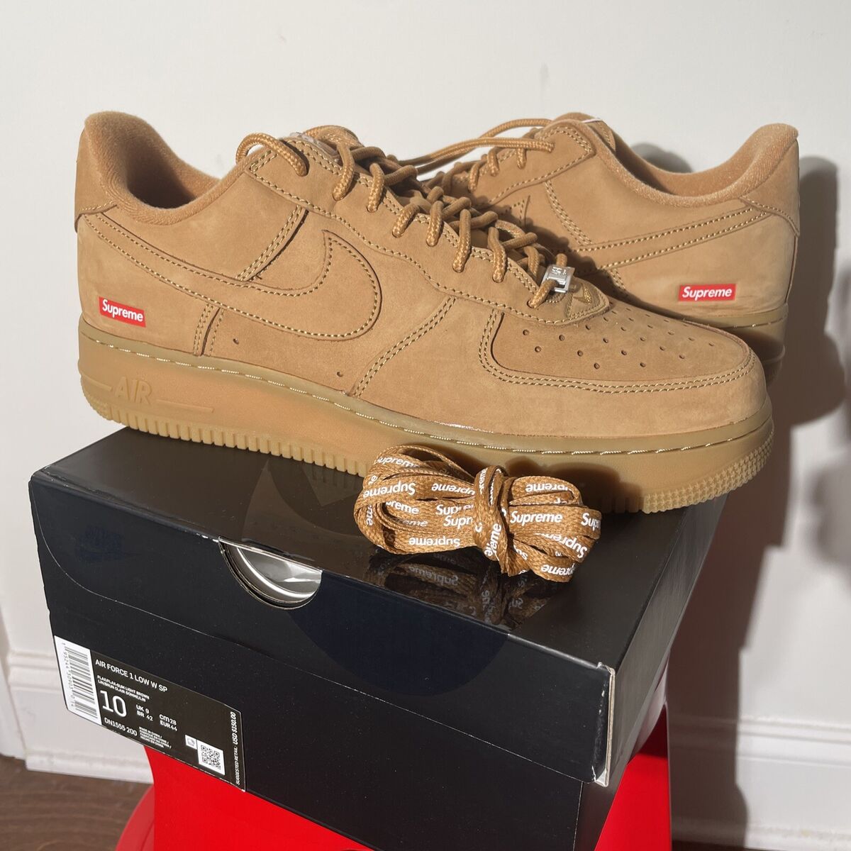 Nike x Supreme Air Force 1 Flax Wheat Gum On Foot Sneaker Review  QuickSchopes 258 Schopes DN1555 200 