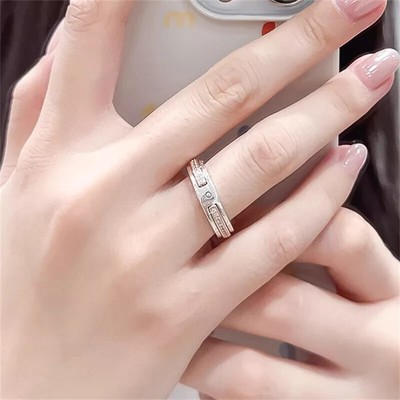 New Authentic 925 Sterling Silver SIGNATURE TWO TONE LOGO & PAVE RING