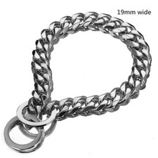 11/15/19MM Stainless Steel Dog Chain Collar Cuban Link Chain Dog Collar 12-32in