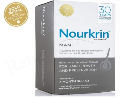 Nourkrin Man 3 Monatsvorrat 180 Tabletten unterstützen den normalen Haarmaulzyklus