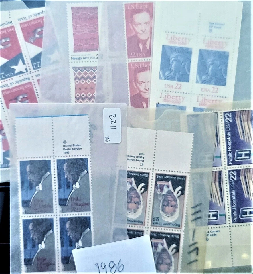 1986 - Choose from ALL Zip &USPS/Copyright Blocks! MNH US Commemorative Stamps!