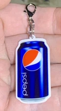 Acrylic Pepsi Soda Pop Can Charm Zipper Pull & Keychain Add On Clip!!