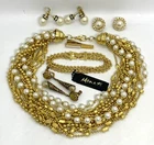 Vintage Gold Tone Rhinestones Costume Jewelry Lot Some Signed