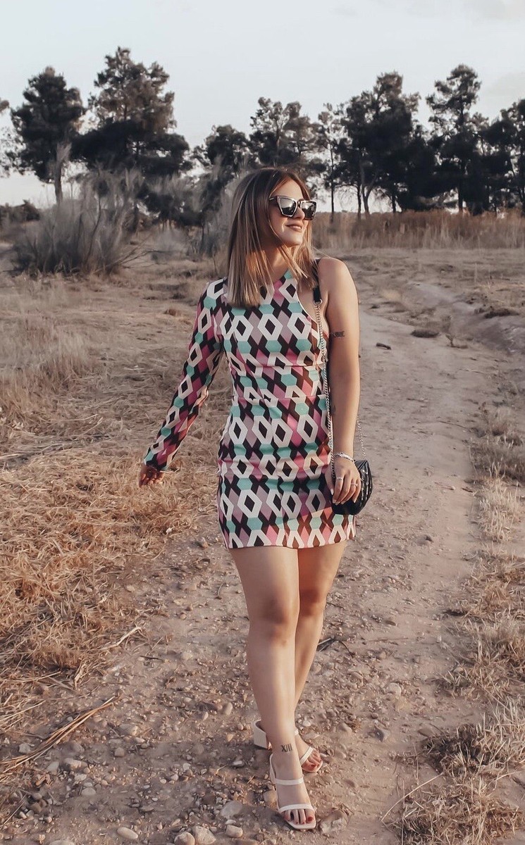 ZARA WOMAN SS22 GEOMETRIC PRINT SATIN EFFECT MINI DRESS SIZE
