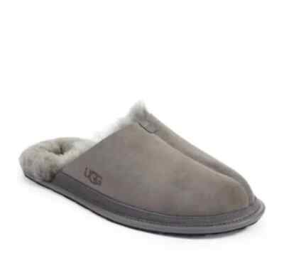 NEW UGG Men's Hyde Slide Shearling Fur Slipper Dark Grey 10