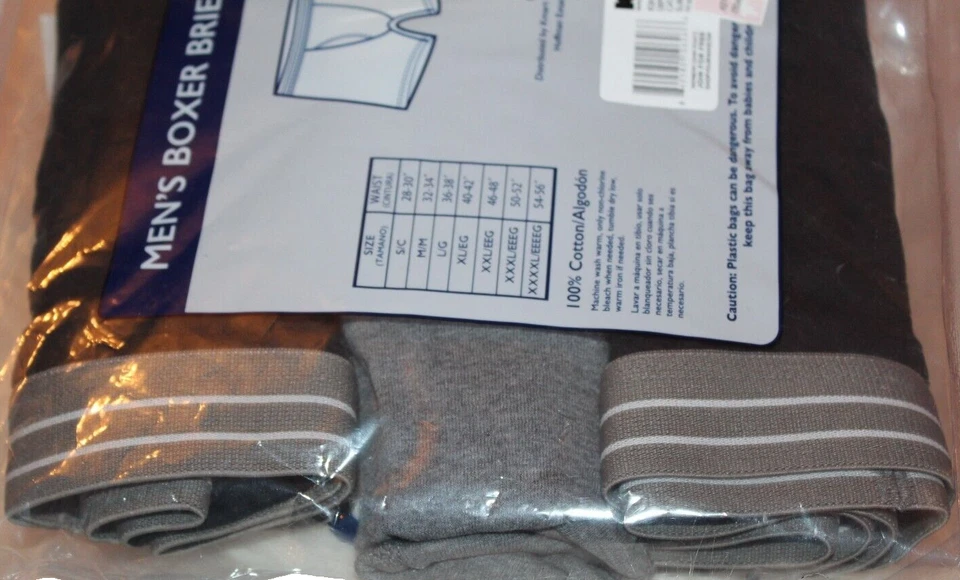 Calzoncillos boxer Basic Editions para hombre negros grises 100 % algodón - pequeños (29-30") Foto 4 de 4