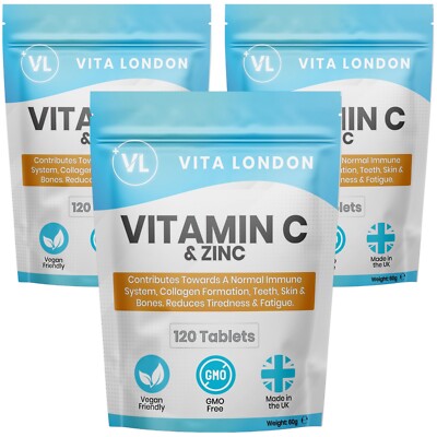 Vitamin C + Zinktabletten 1200mcg Immunsystem Gesundheitsunterstützung Kollagenbildung