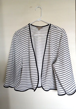 Maya Brooke Crop Open Blazer Shrug White Black Womens Size 20w