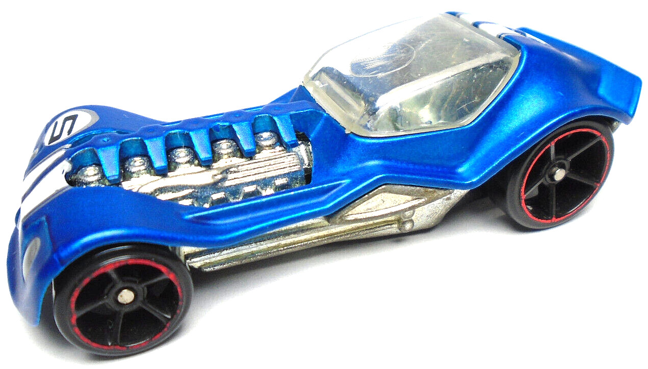 2010 HOT WHEELS DIESELBOY #5 BLUE 1:64 DIECAST 2 7/8" CAR W WHITE SILVER & RED