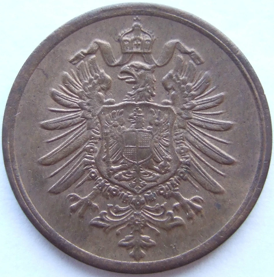 Coin German Empire Empire 2 Pfennig 1876 H in Uncirculated - Image 2 of 2