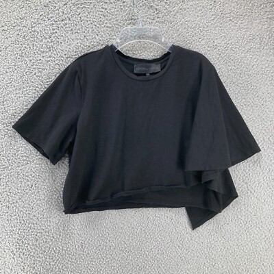 Kendall + Kylie Crop Top T-Shirt Short Sleeve Size M Draped Sleeve Asymmetric