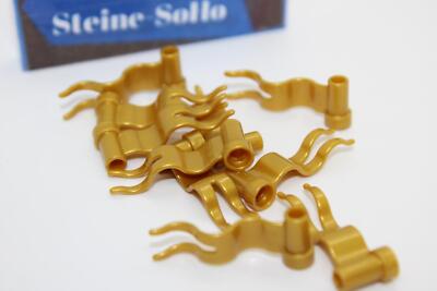 Lego (c) 10x Fahne - Flagge - 4495 - Kunststoff - Ritter - pearl gold - Flaggen