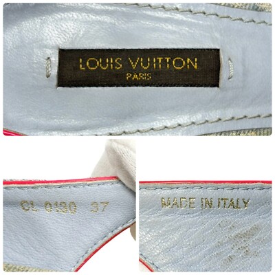 LOUIS VUITTON Vintage LV Monogram Denim Sandals #37 US 6.5 Wedge