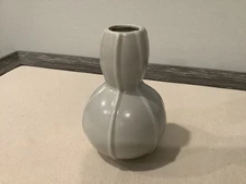 Vintage MCM Grey Gourd Ceramic Bud Vase 5 inches tall