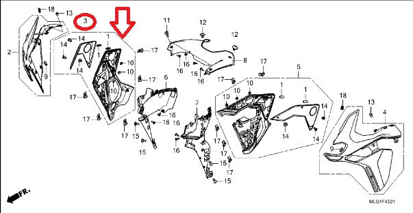 HONDA CRF1100 AFRICA TWIN 2020 - 2022 COVER SET, R. FR. SIDE (WL