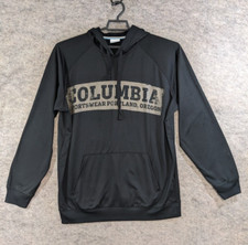 Columbia Hoodie Men Extra Large Black Gray Spellout Logo Pullover Kangaro Pocket