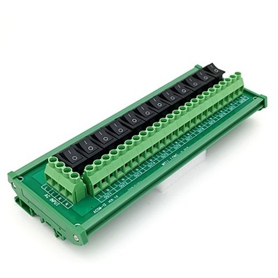 DIN Rail Mount 12 Channel Rocker Switch Power Distribution Strip Module