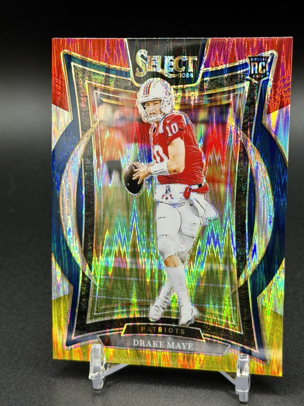2024 Select Football Concourse  DRAKE MAYE ROOKIE Red And Yellow Shock Prizm