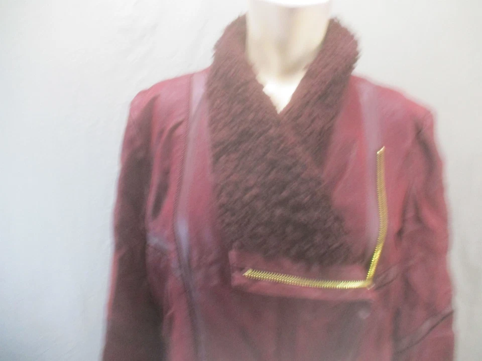 Guess Size XL Womens Bordo Sherpa Lined Full Zip Pockets Collared Jacket 758 - Image 2 of 4