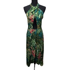 Anthropologie Farm Rio Foliage Jungle Cutout Cover-Up In Dark Green Size Small