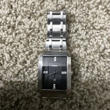 Fossil Womens Quartz Black Dial Rectangle SS ...