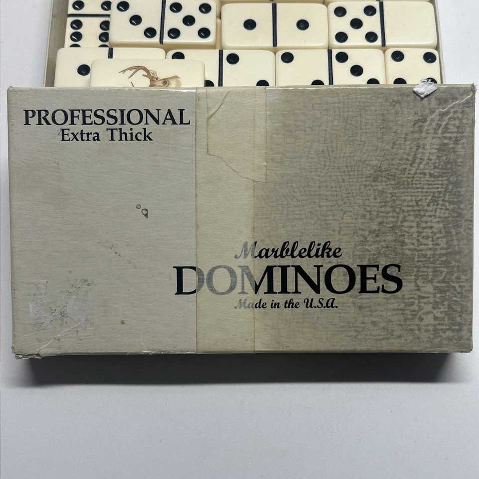 Vtg Puremco Professional Extra Thick Marblelike Dominoes USA No. 816 BUCK Design - Image 3 of 4