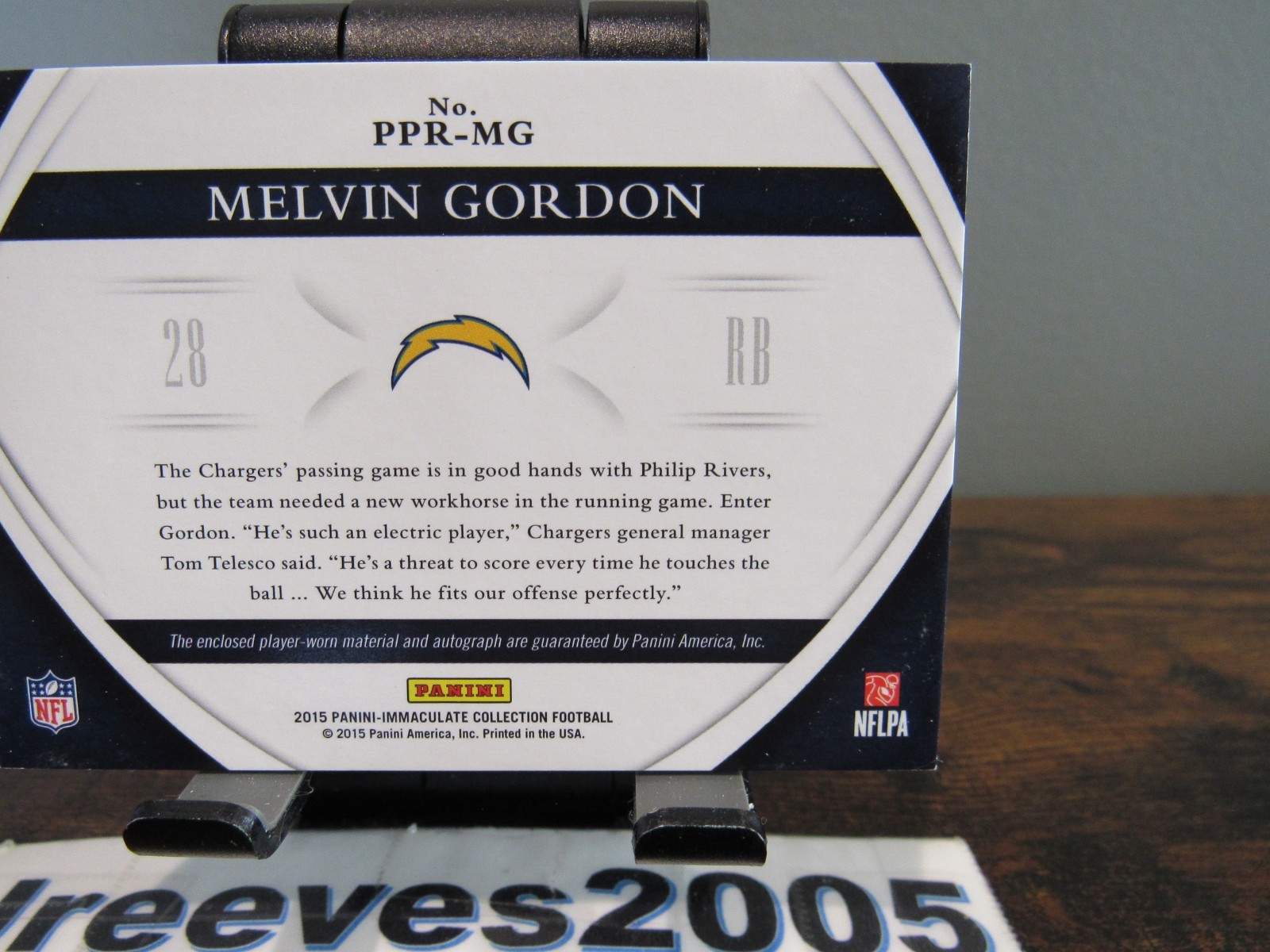 2015 Panini Immaculate Football - Premium Patches Auto - Melvin Gordon RC - /49 view 6