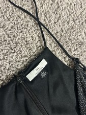 Halston Black Sequin Spaghetti Strap Cocktail Party Dress Size 6