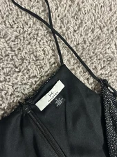 Halston Black Sequin Spaghetti Strap Cocktail Party Dress Size 6