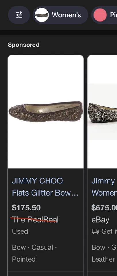 Jimmy Choo Women 37.5 US Size 7 Ombre Gold Metallic Sparkle Ballet Flat Clean - Image 3 of 4