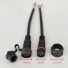 2 to 8 Pin Plug + Socket IP68 Waterproof Electrical Cable Connector w/Dust Cover