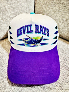 Vintage Tampa Bay Devil Rays Hat Snapback Cap MLB Purple Teal Logo 90s Baseball