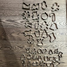 Large Lot of 37 Vintage Tin Metal Christmas Cookie Cutters -Large 3   Mini 2  