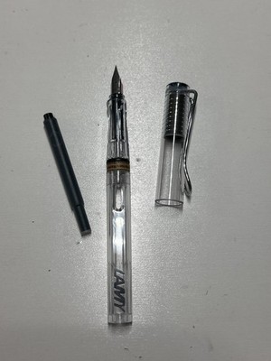 LAMY Safari Fountain Pen Vista Transparent Medium Nib Black Ink Catridge NO BOX