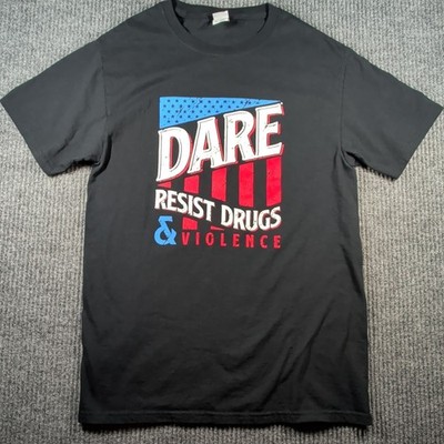 D.A.R.E. Black Cotton Crew Neck T-shirt Size Small
