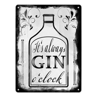 It's Always Gin O'clock Metallschild XL In 21X28 Cm Mit Spruch FüR Die Bar In