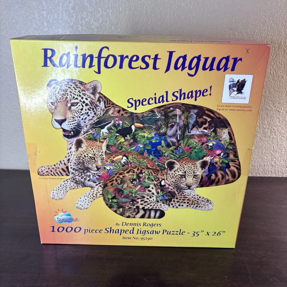 “Rainforest Jaguar” By Dennis Rogers 1000 Piece Shaped Jigsaw Puzzle SunsOut - Image 3 of 4