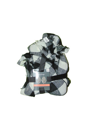 West Loop Black Gingham Poncho One Size Adult New White Checkered Shawl Wrap
