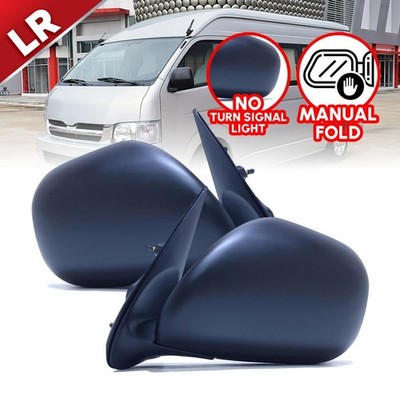 Pair LR Side Wing Door Mirror Manual Black For Toyota Hiace Commuter 2005-2014