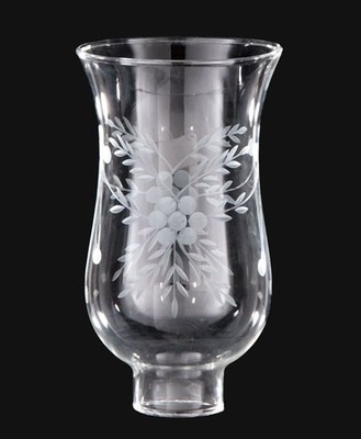 Cut Flower Design Hurricane Clear Glass Lamp Shade 1-5/8'' fitter