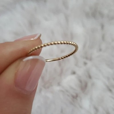 $178 Mejuri 14k Solid Yellow Gold Beaded Ring size 7 (slightly above)