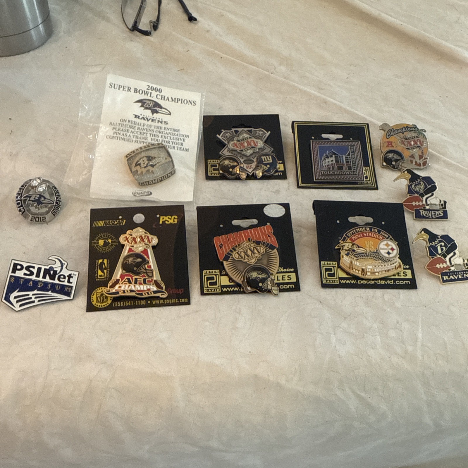 LOT OF 11 Super Bowl Lapel Hat Pin Baltimore Ravens World Champions+ VINTAGE PIN