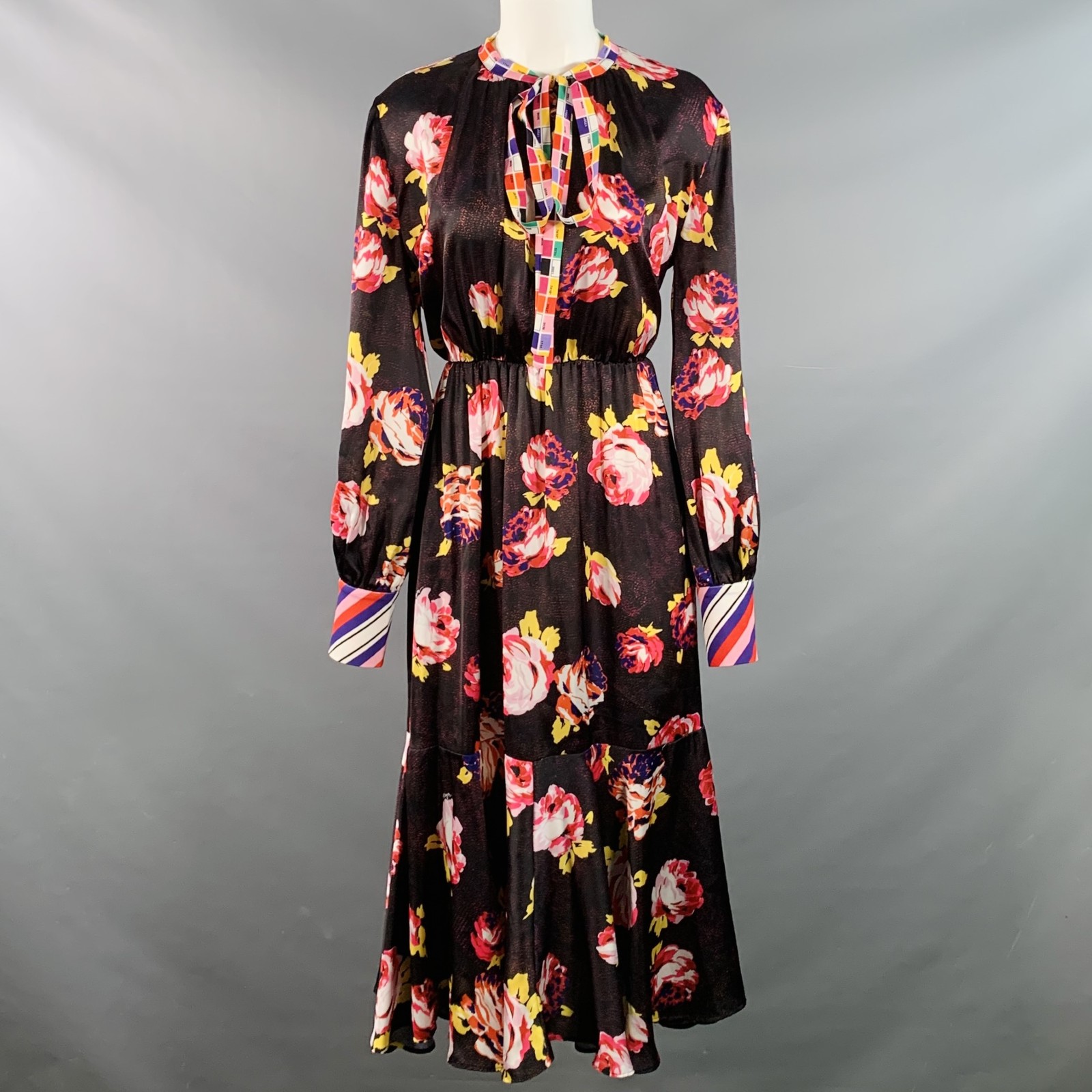 MSGM Size M Brown Multi Color Polyester Floral Bo… - image 1