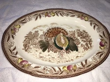 Large 18" Turkey Serving Platter  Vintage Mid Century Thanksgiving